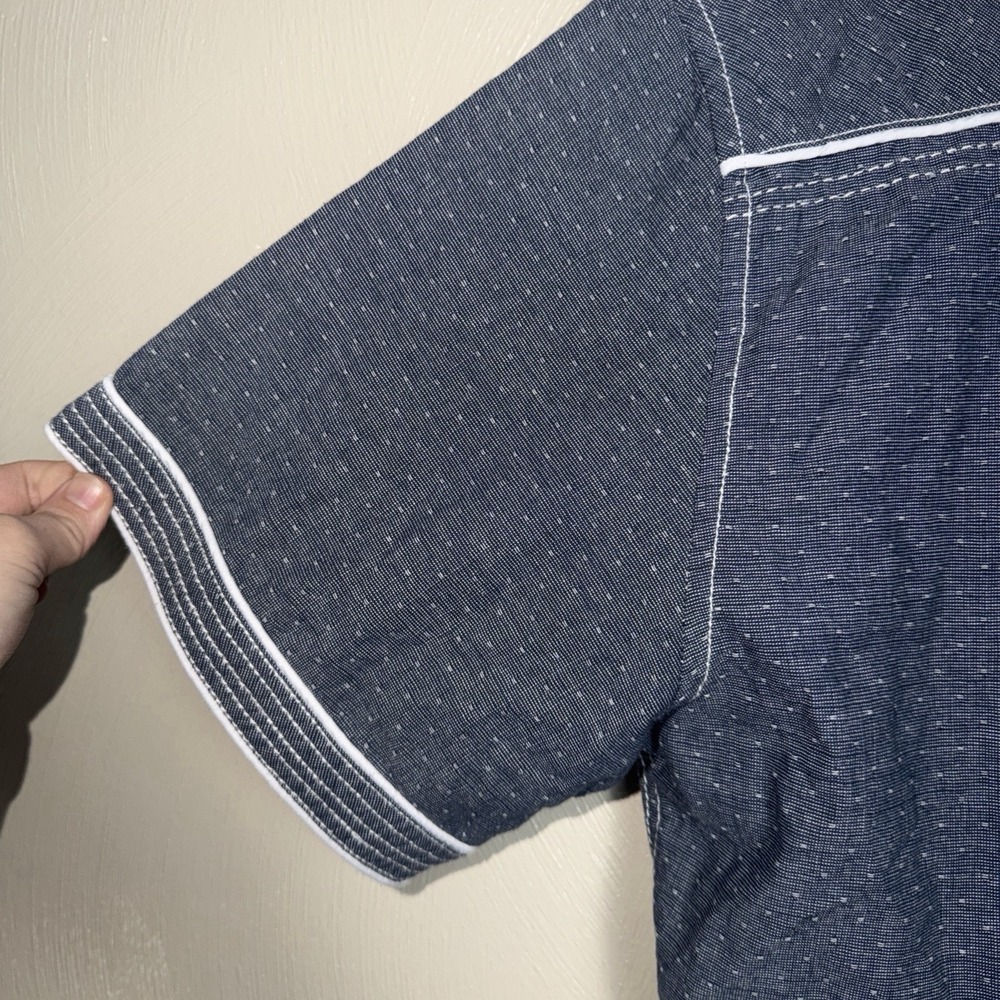 BKE Pearl Button Down Contrast Stitch L Blue Casual Summer Western - Picture 6 of 7